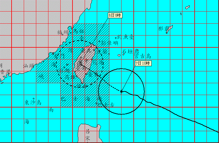 氣象專家彭啟明形容尼伯特是短時間成形的超級大颱風，7日下午會登台要注意雨勢。（翻攝自中央氣象局）