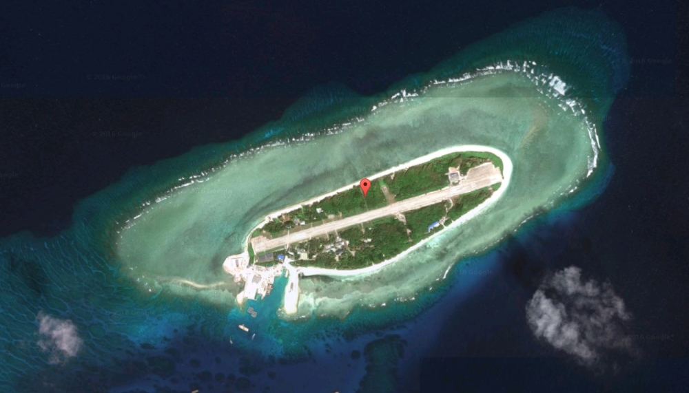 太平島依內政部公告現值及地價試算後，市值新台幣4億元。（翻攝自Google Earth）
