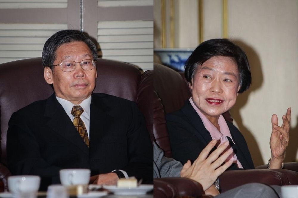 司法院正副院長被提名人謝文定（左）、林錦芳（右），日前向總統府表達退出被提名的意願，蔡英文總統今（14日）下午同意。（攝影：蕭芃凱）