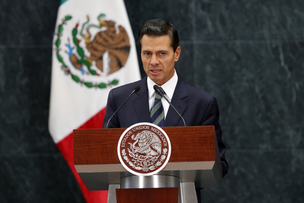 墨西哥總統潘尼亞尼托出席8月31日在其總統官邸舉行的聯合記者會。（美聯社）