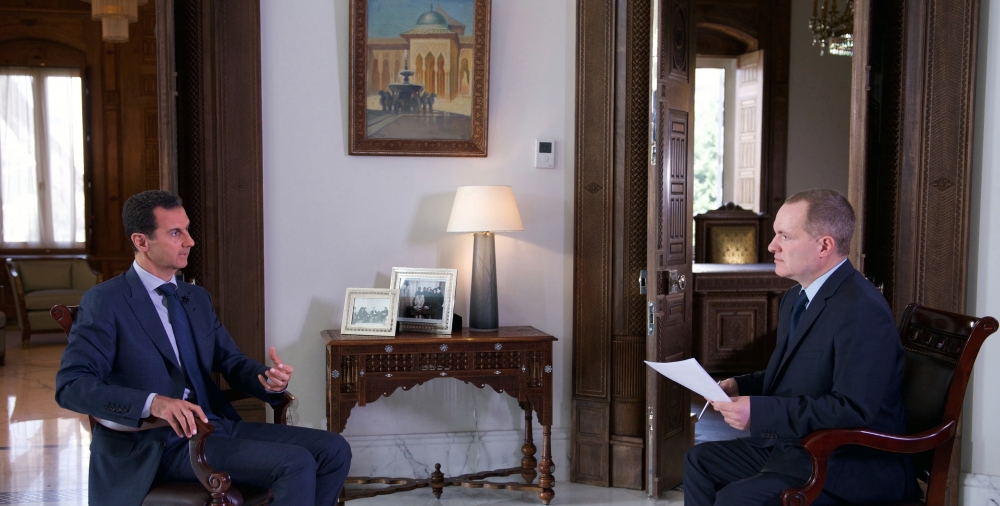 敘利亞總統阿塞德（Bashar al-Assad）接受《美聯社》專訪。（美聯社）