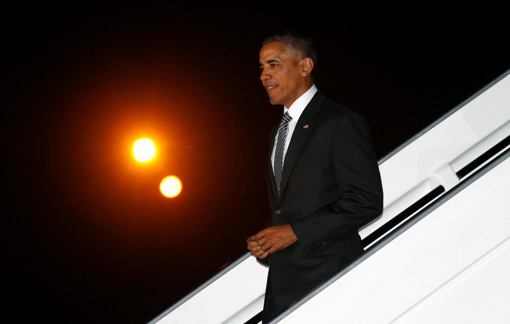 美國總統歐巴馬（Barack Obama）18日抵祕魯參加APEC高峰會。（湯森路透）