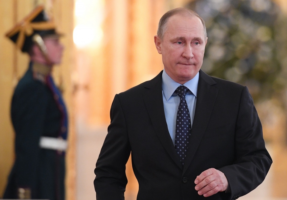 俄國總統普京27日於克里姆林宮。（美聯社）