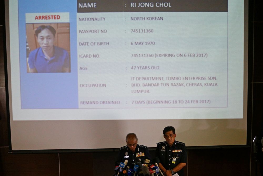 馬來西亞警方已逮捕參與暗殺金正男的北韓籍嫌犯李正哲。  （湯森路透）