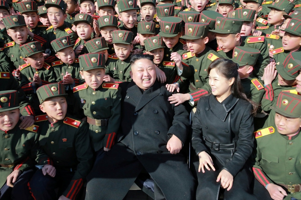北韓領導人金正恩3日於萬景台革命學院。（湯森路透）