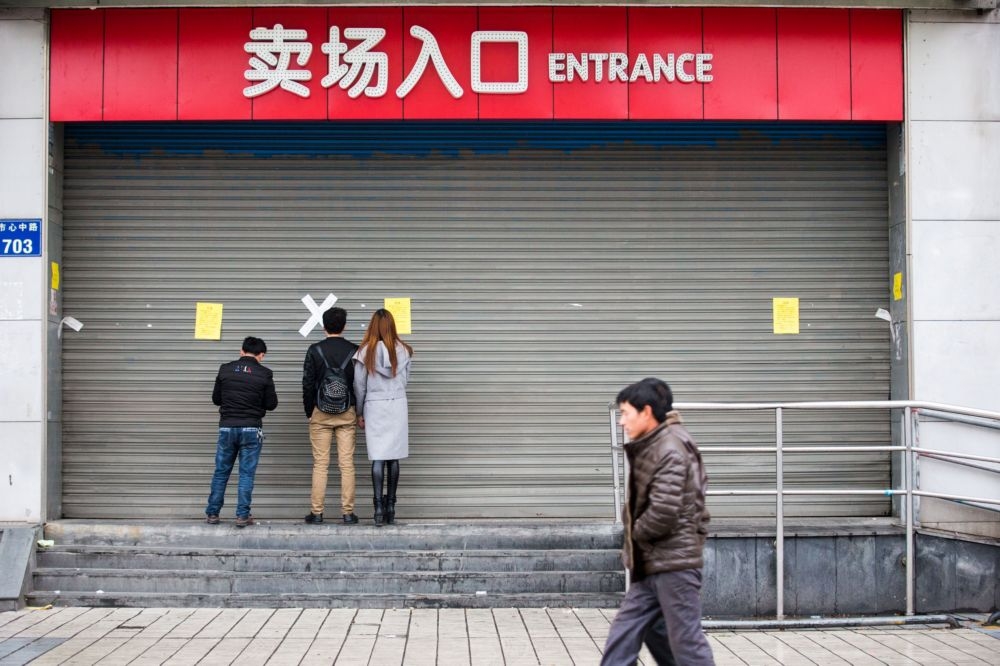 南韓樂天瑪特在中國杭州的分店大門深鎖。（湯森路透）