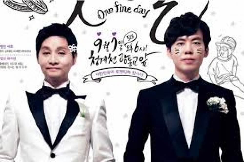 已在南韓首爾公開舉行婚禮的導演金趙光壽（Kim Jho Gwang-Soo）和他的同性伴侶金承煥（Kim Seung-Hwan），非常關注台灣的同婚釋憲案結果。(翻攝自Gwangsoo Kim Jho臉書)