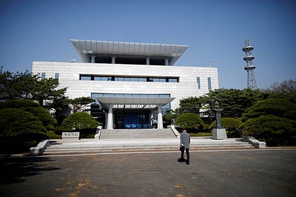 兩韓邊界板門店的「和平之家」，為美朝領導人會談可能舉行的地點。 （湯森路透）