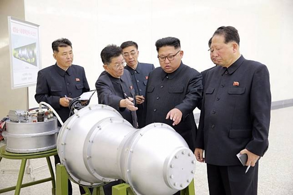 北韓2017年9月3日試爆氫彈，導致核試場周遭山群崩落、土石流。（美聯社）