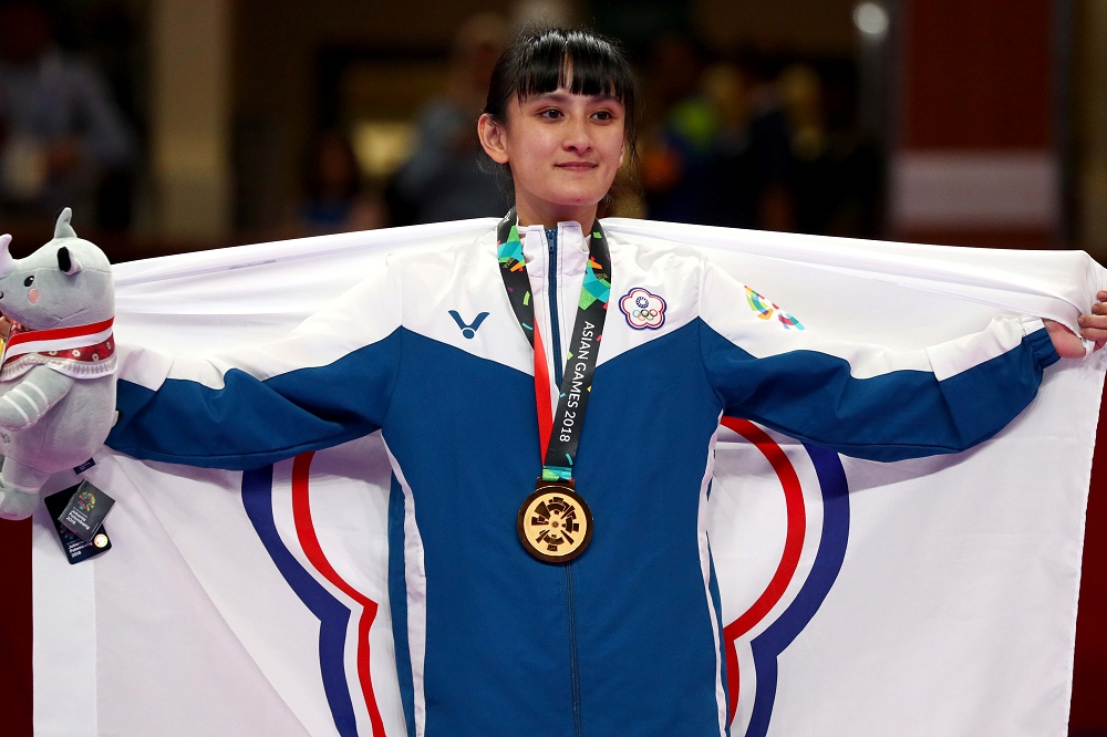 空手道女子組50公斤量級選手谷筱霜，首次出戰亞運就以4連勝的佳績一舉奪金。（湯森路透）