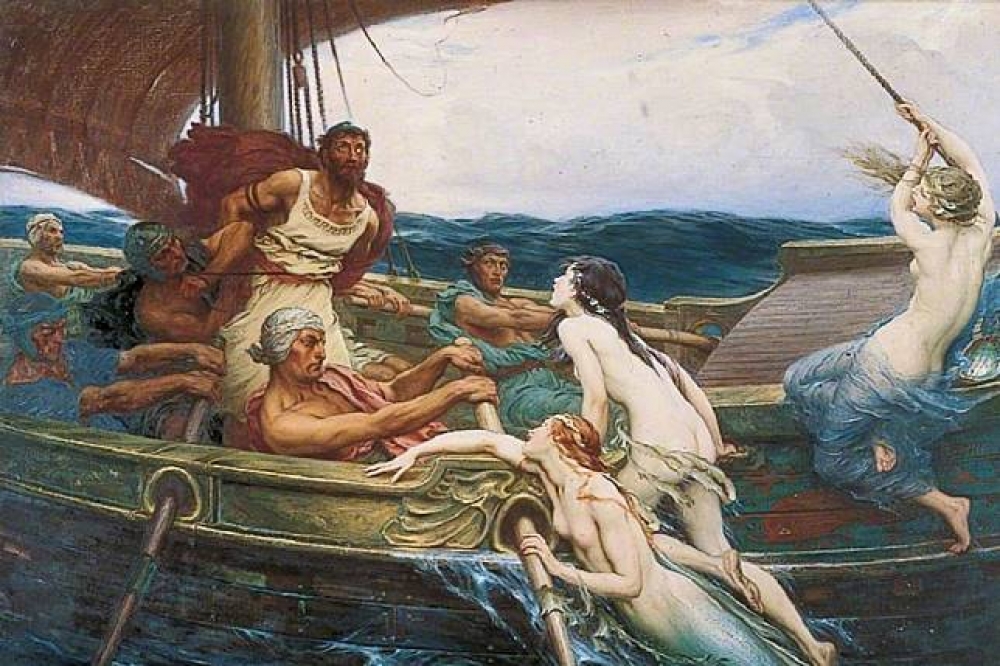 尤里西斯是特洛伊戰爭中的英雄，但面對海妖賽蓮的誘惑時也嚇出了一身冷汗。（圖片摘自維基百科）