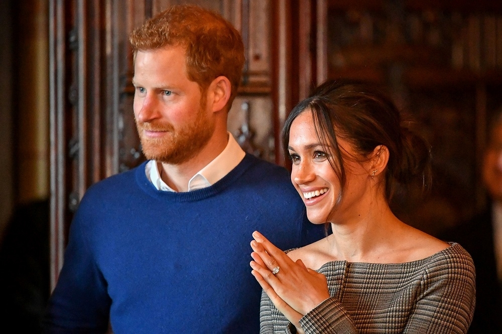 準新人英國哈利王子與未婚妻馬克爾。（湯森路透）