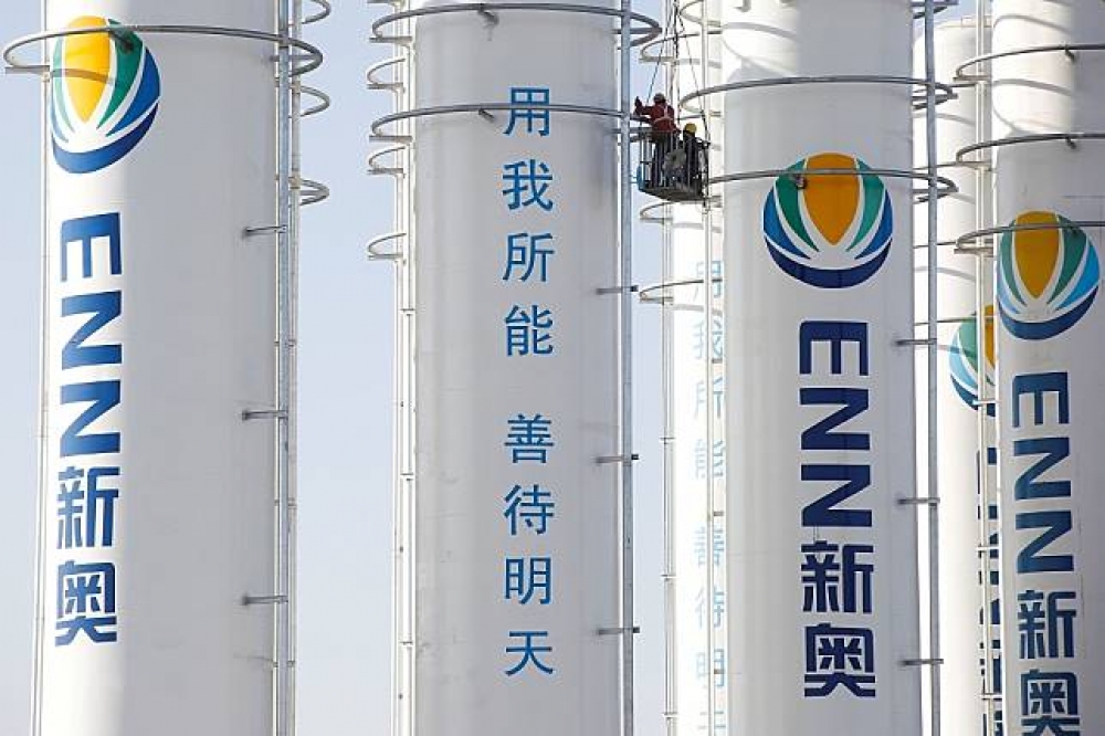 位在中國保定市的液化天然氣儲存設施。（湯森路透）