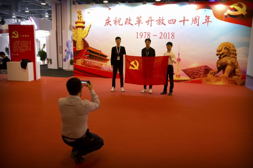 中國北京9月26日舉辦改革開放40周年博覽會。（美聯社）