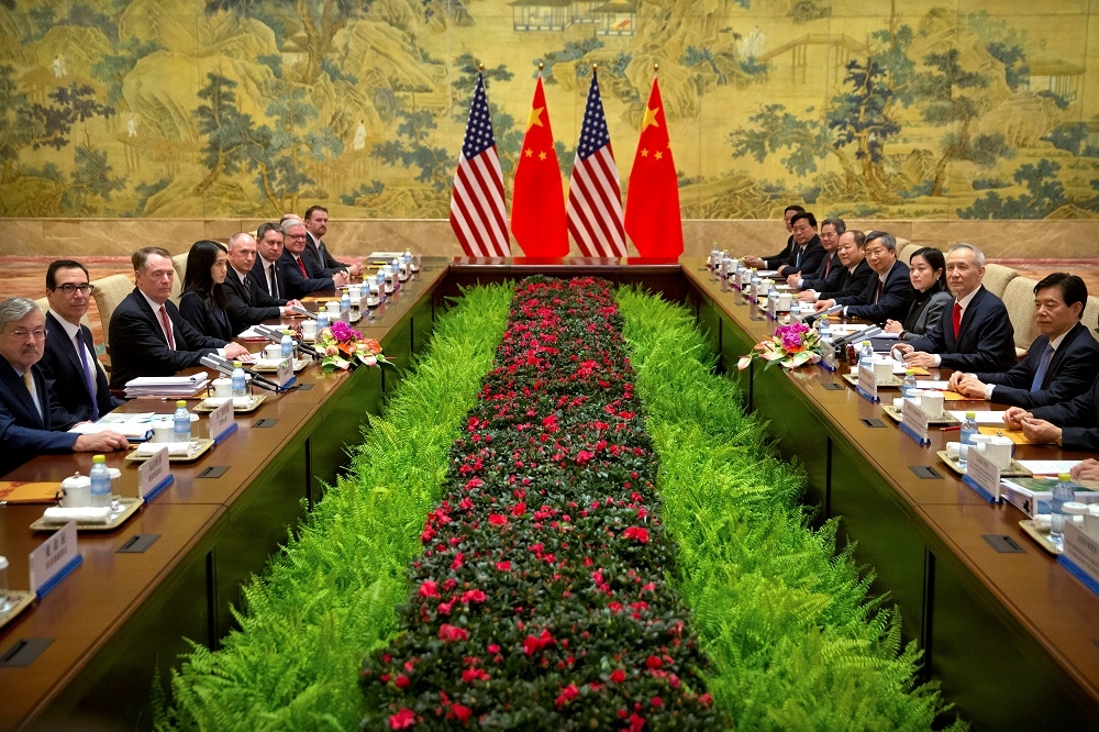 美國與中國高級官員，14日在北京展開貿易談判。（湯森路透）