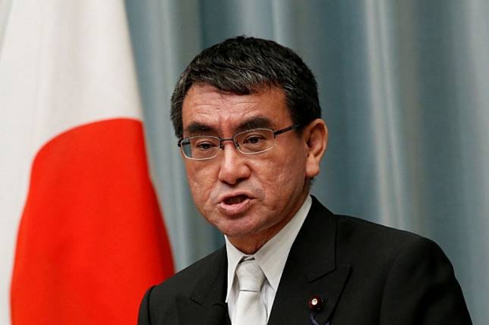 河野太郎3日出任新任日本外務大臣。（湯森路透）