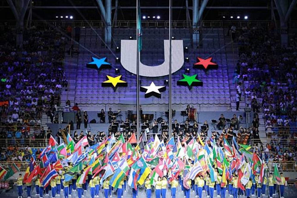 世界大學運動會開幕典禮現場，中華隊奪牌數目前名列世界第三名。（2017台北世大運組委會提供）