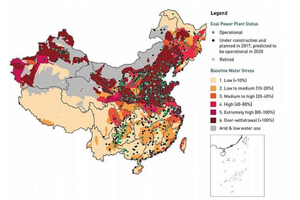 綠色和平在一份研究中國的煤炭使用與水資源的報告中，將台灣地圖「誤植」上，引發許多台灣民眾不滿。（翻攝自綠色和平官方網站）