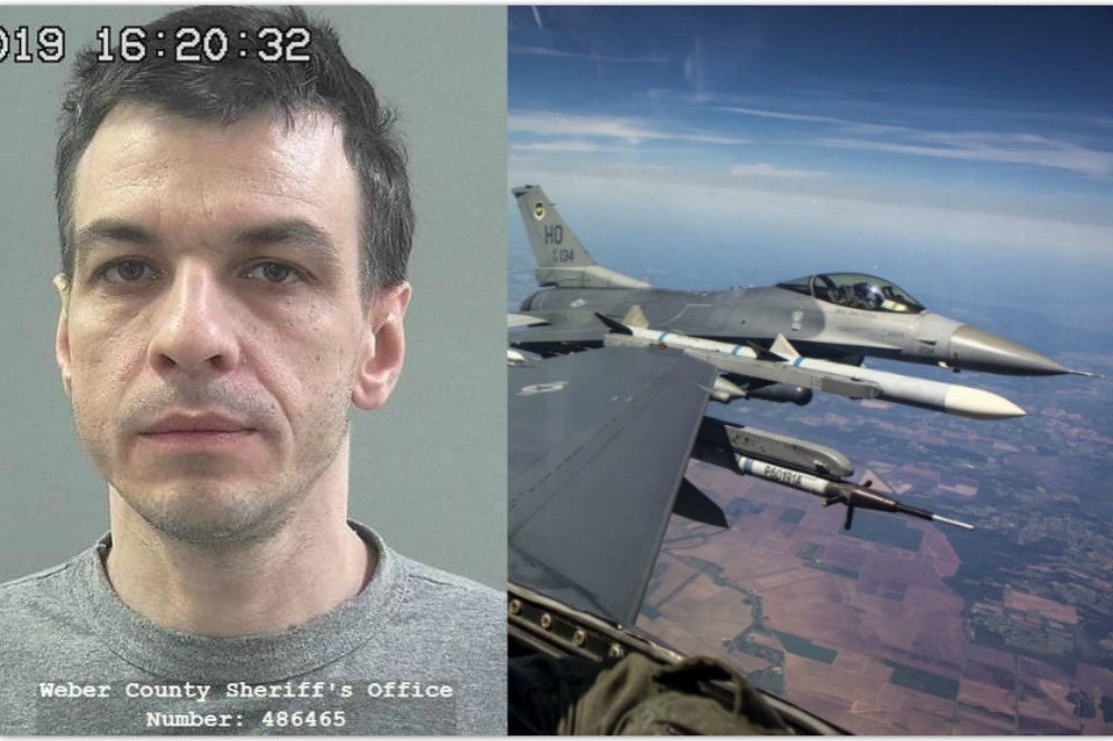 俄籍遊戲設計師季先科（左）遭美國以走私F-16戰機說明書等罪名逮捕。（圖片取自美軍DVIDS系統、韋伯郡警局）
