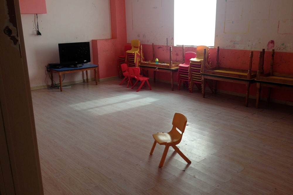 中國浙江省溫州市的主日學學校教室一隅。（湯森路透）