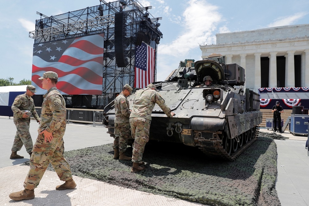 美國將於4日國慶活動對外展示布雷德利戰車（Bradley Fighting Vehicles）。（湯森路透）