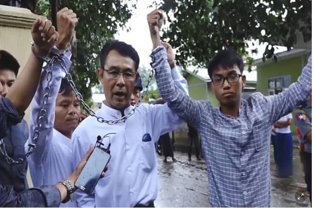 3名緬甸記者被控違反「非法組織法」，恐面臨3年徒刑。（美聯社）