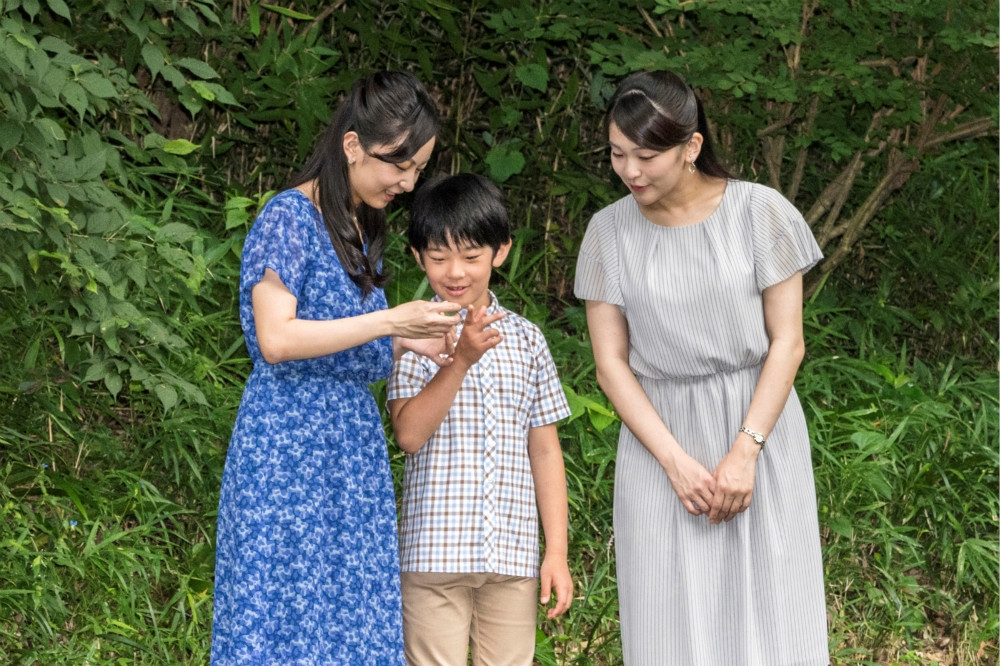 日本皇室秋篠宮家三名子女：（左至右）佳子、悠仁和真子。（湯森路透）