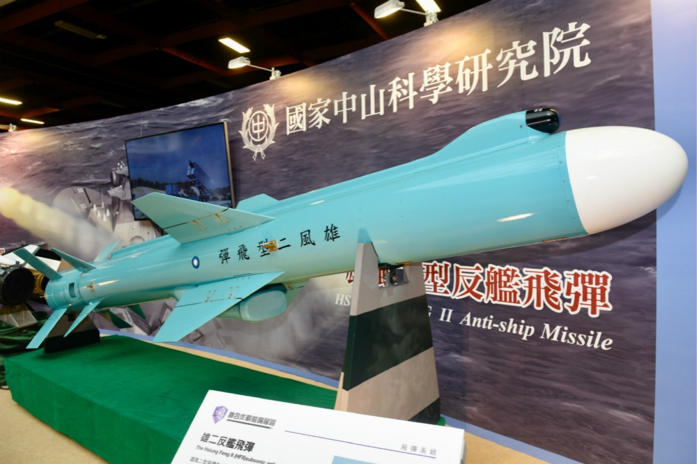 台北國防航太展上展示的雄風二型反艦飛彈。（資料照片，攝影：張哲偉）