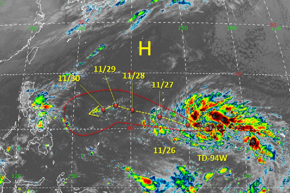 26日有1個熱帶性低氣壓成形，上午10點已生成第28號颱風「北冕」。（取自天氣風險臉書）