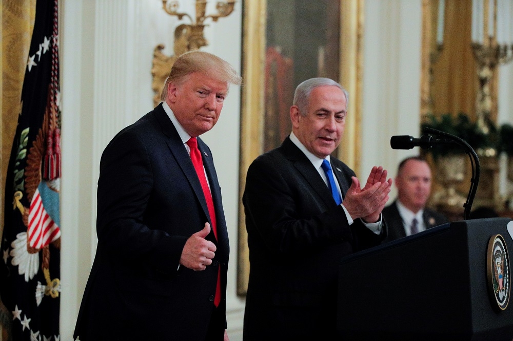 美國總統川普（Donald Trump）和以色列總理納坦雅胡（Benjamin Netanyahu）。（湯森路透）