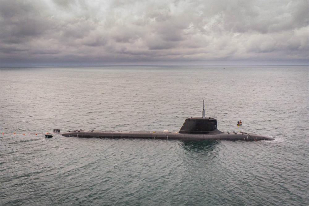新一代核子潛艦、法國首艘蘇弗朗級潛艦正在進行海試。（圖片取自帕爾麗推特）