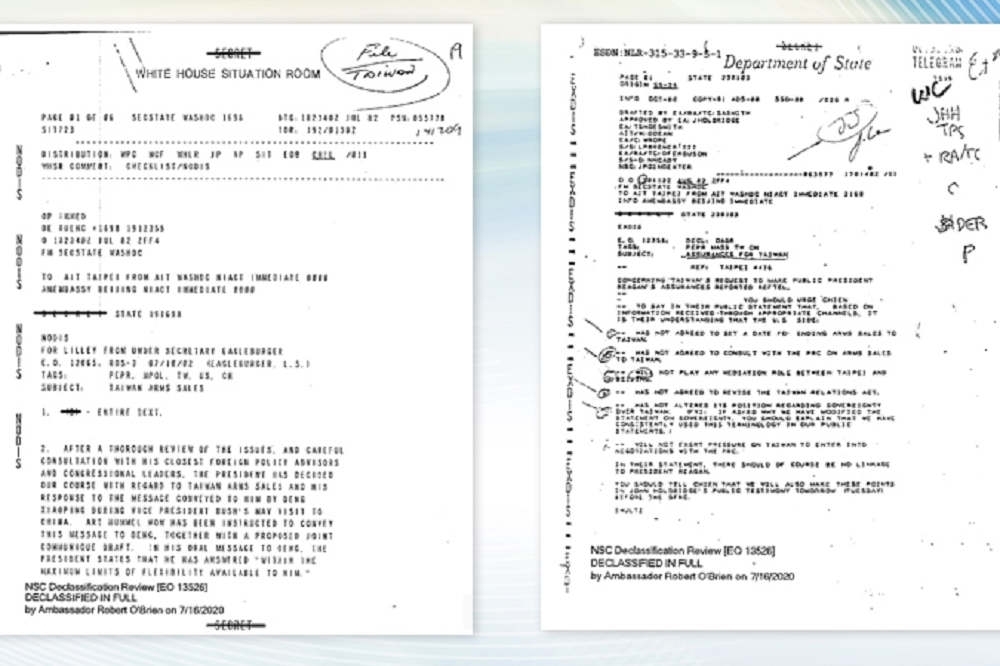 
2020年8月底美政府對40年前雷根總統簽署的「六項保證」原始文本予以解密，各方對其意義解讀不一。美近期總統大選結果可能提供答案。（圖片摘自美國在臺協會臉書）