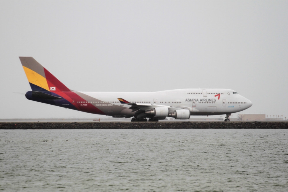 韓亞航空旗下波音747客機。（湯森路透）