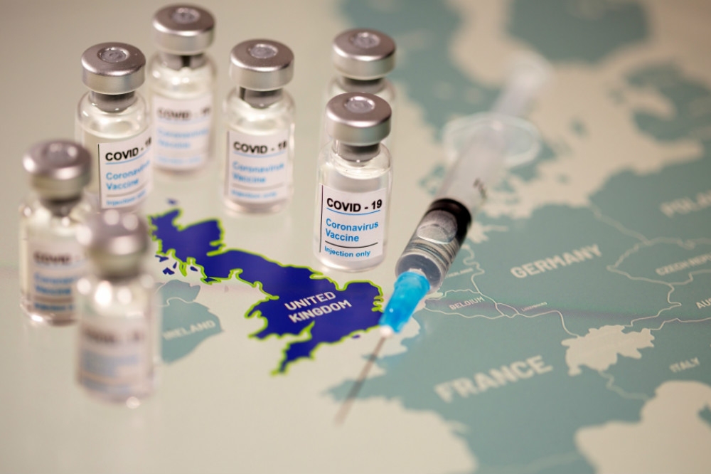 歐洲地圖上的疫苗。（湯森路透）