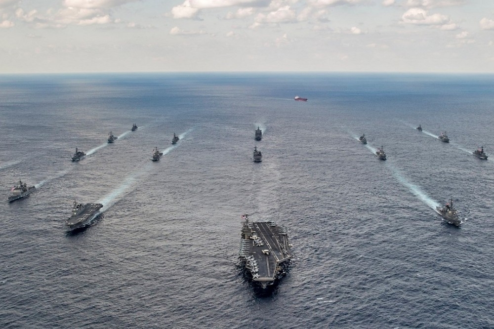 2018年美國太平洋艦隊「利劍」聯合演習照片。（圖擷取自推特@USPacificFleet）