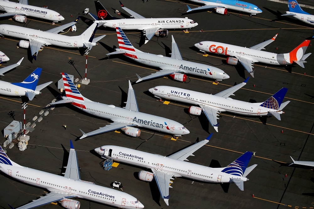 西雅圖機場波音737MAX飛機停機坪。（湯森路透）