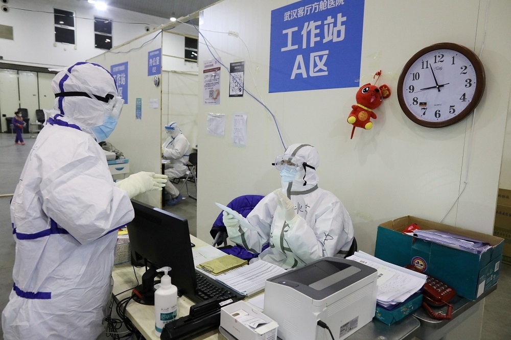 武漢收治新型冠狀病毒患者的方艙醫院。（湯森路透）