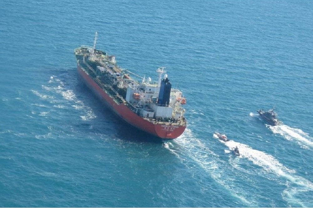 韓國運輸船遭到伊朗扣押。（湯森路透）
