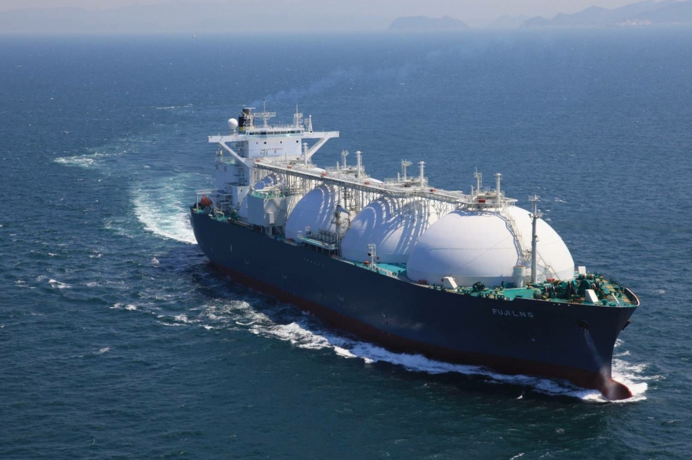 首艘LNG貨氣船抵達台灣。（台灣中油提供）