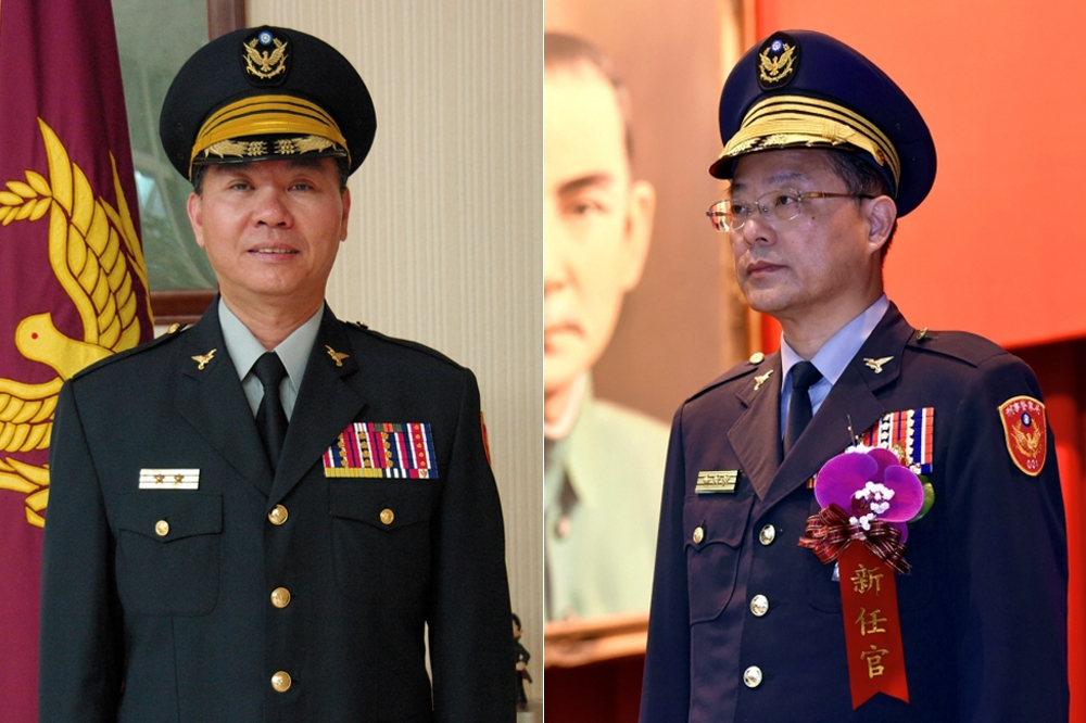 警政署主任秘書方仰寧（左）接任台南市警局局長；刑事局長黃明昭（右）接任高雄市警察局長。（畫面合成/警政署提供、張文玠攝）