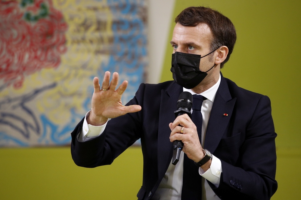 法國總統馬卡洪（Emmanuel Macron）於巴黎-薩克雷大學（Paris-Saclay University）。（湯森路透）