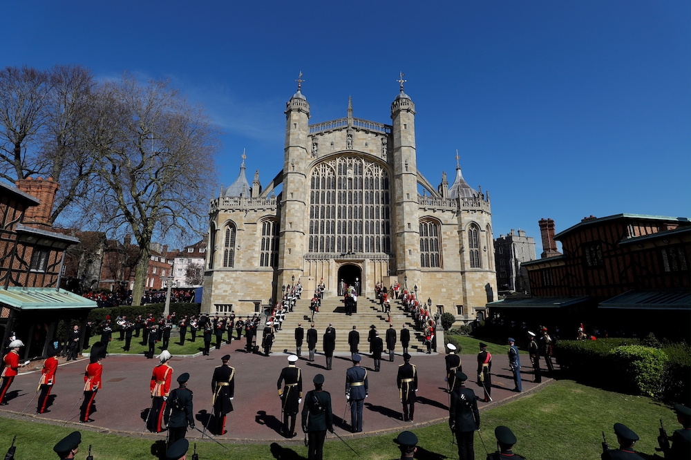 英國菲利普親王葬禮於溫莎堡舉行。（湯森路透）