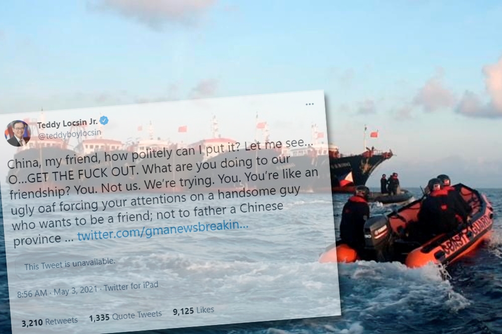 菲律賓外長用租口要求中國武裝漁船撤離。（上報製圖）
