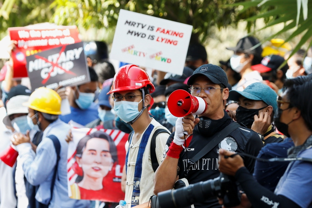 緬甸國內依然有大小示威抗爭。（湯森路透）