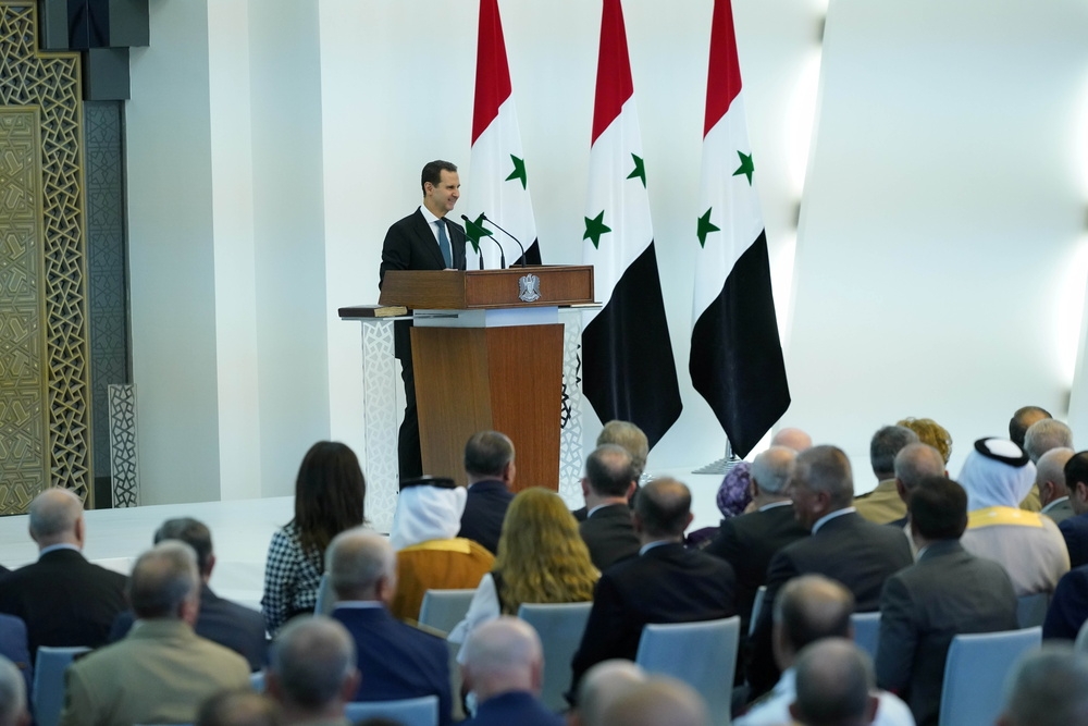 敘利亞強人阿塞德宣誓就職第四任期總統。（湯森路透）