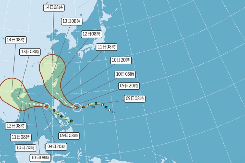 強颱「璨樹」步步逼近，氣象局最快10日發布陸上颱風警報。（資料照片／張哲偉攝）
