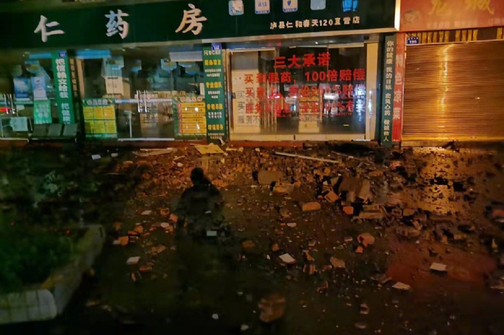 中國四川遭遇六級地震。（中國地震台網）