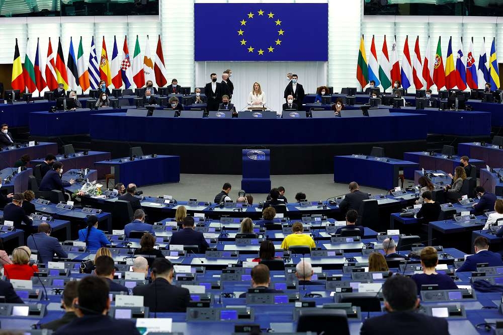 歐洲議會通過決議譴責中國扼殺香港自由，並呼籲支持台灣。（湯森路透）