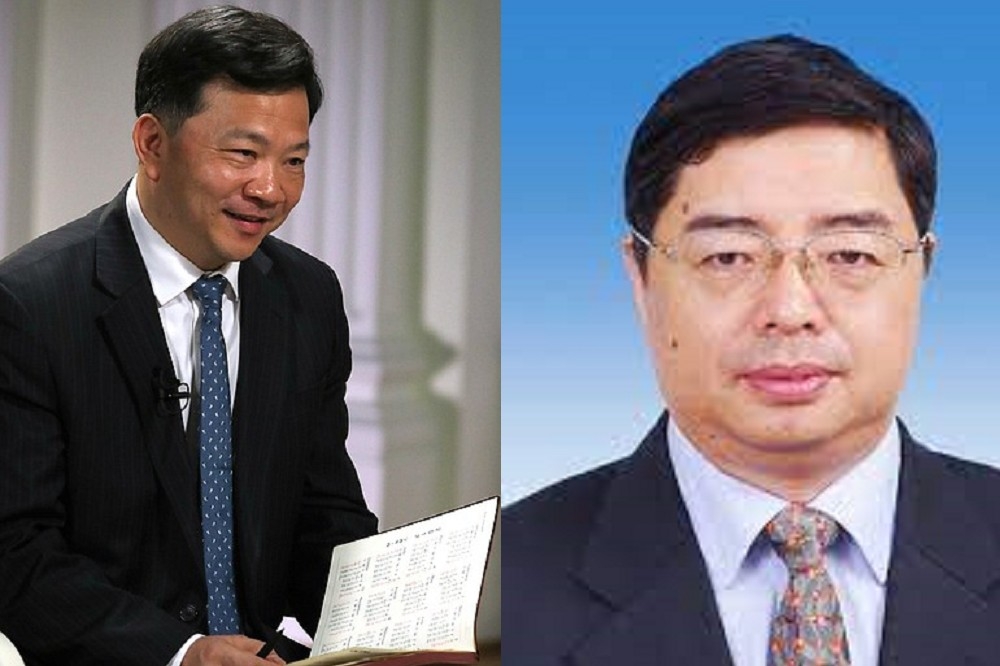兩名堪稱習近平心腹宣傳大員慎海雄（左）、李書磊（右），隨習近平來港就是為秘密布局控制香港未來宣傳。（合成照片／圖片取自維基百科、百度百科）