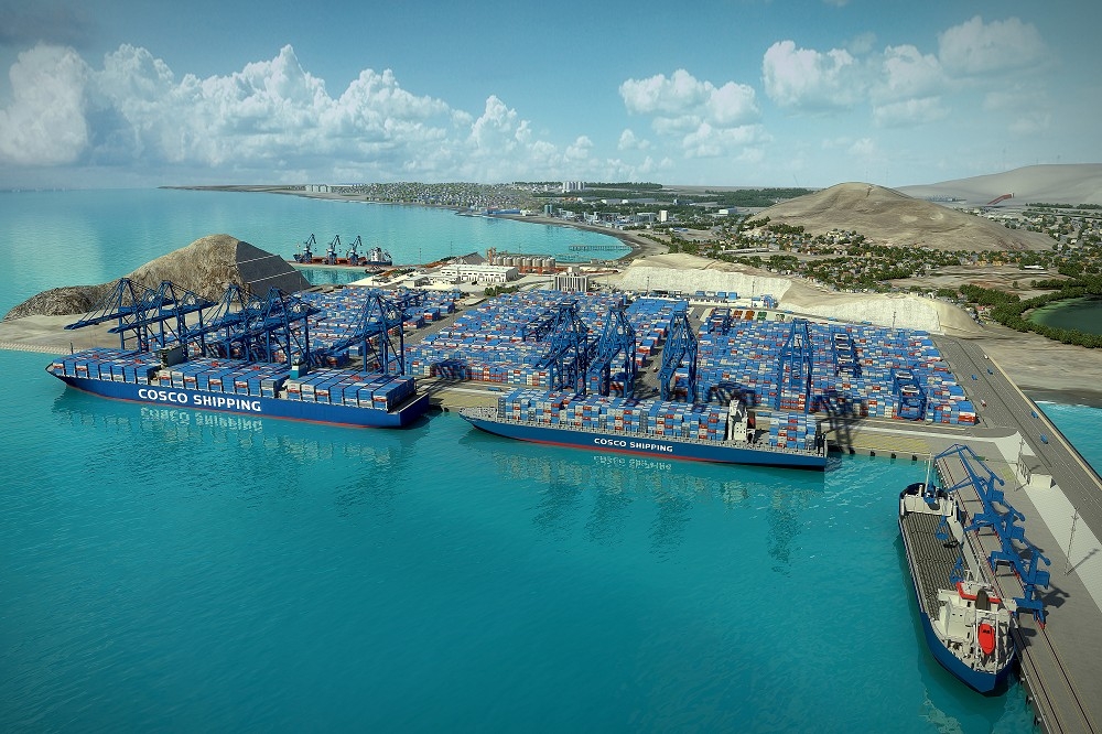 祕魯錢凱深水港完工的預想圖，將成為首座中國控制的南美洲港口。（取自中國一帶一路網）